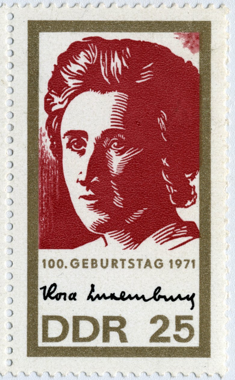 Rosa Luxembourgot (vagy Luxemburgot) ábrázoló bélyegző alkotó: German School