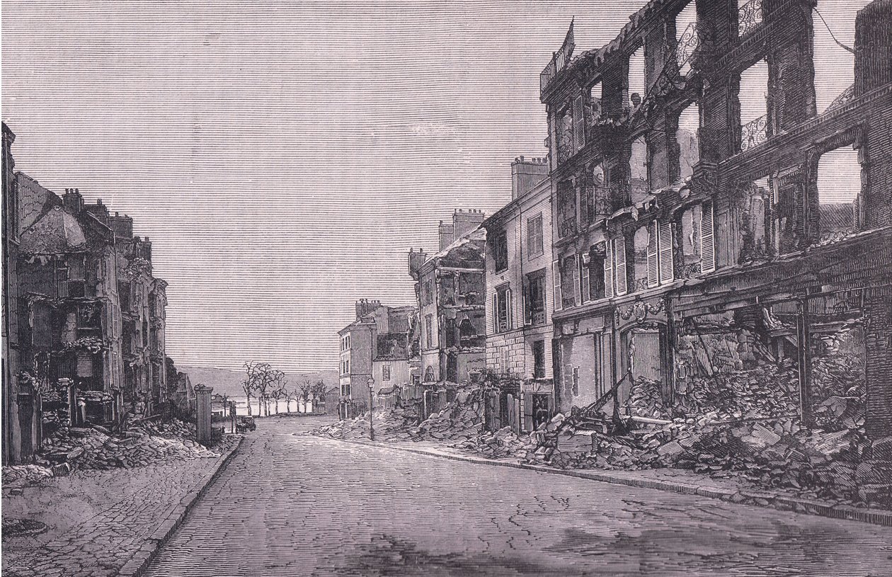 Street in St Cloud, Cassells History of the War Franciaország és Németország között, kiadó: Cassell and Company Limited, 1890 körül (litho) alkotó: German School