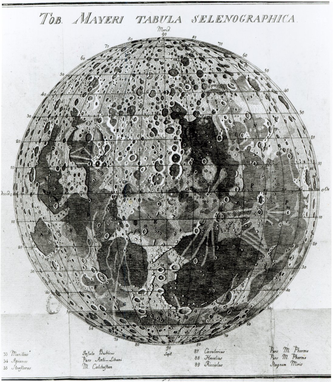 A Hold felszíne, illusztráció Johann Hieronymus Schroeter Selenotopographische Fragmente című művéből, 1791-ben alkotó: German School