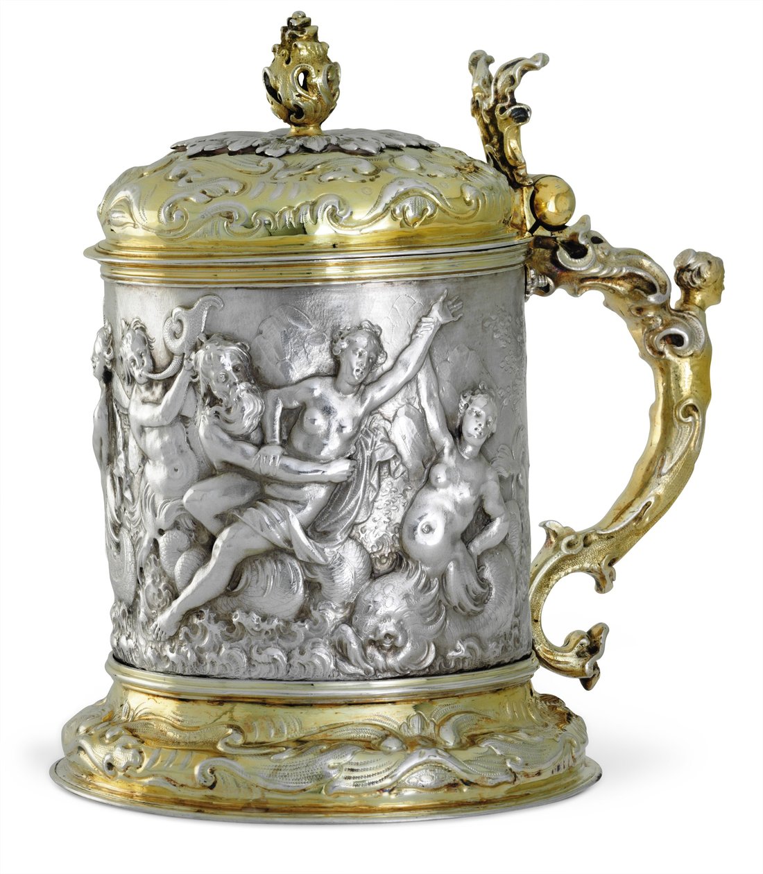 Tankard, valószínűleg Hamburg, 1660 körül (aranyozott ezüst csomag) alkotó: German School
