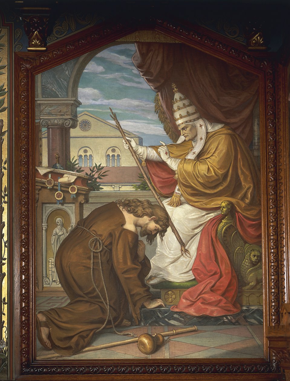 Tannhauser megvallja bűneit IV. Urbán pápának, a Tannhauser Saga-ból (olaj, vászon) alkotó: German School