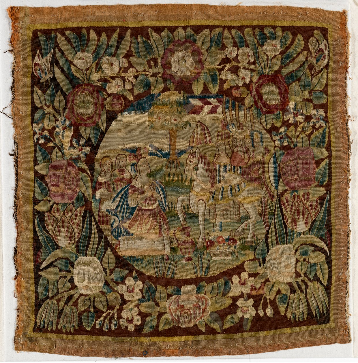 Dávidot és Abigailt ábrázoló gobelin párnahuzat, XXV. Samuel, valószínűleg Hamburgban, Németországban, 1615 körül (gyapjú) alkotó: German School