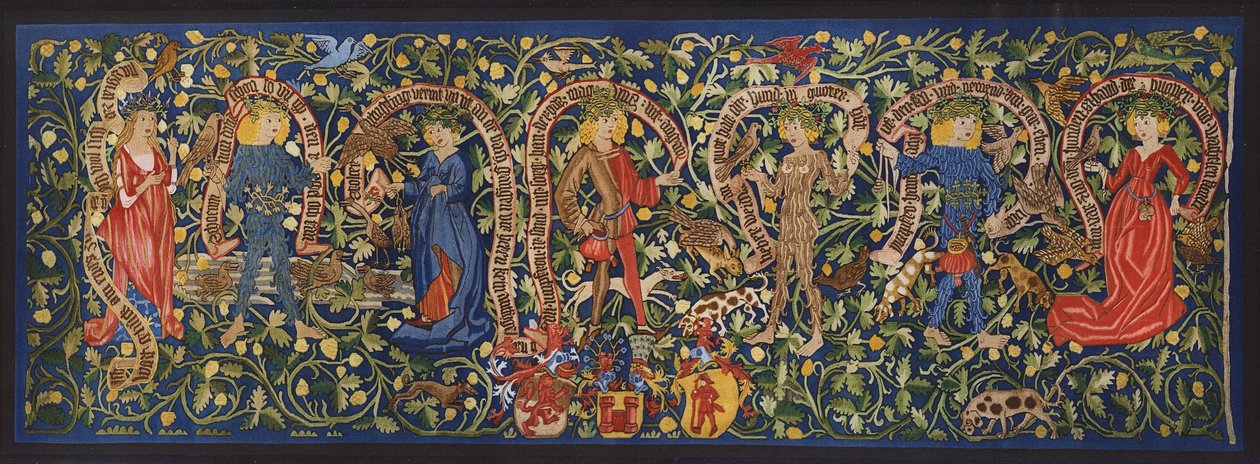 Tündéreket ábrázoló gobelin, Bázel, 1490 körül (színes litográfia) alkotó: German School