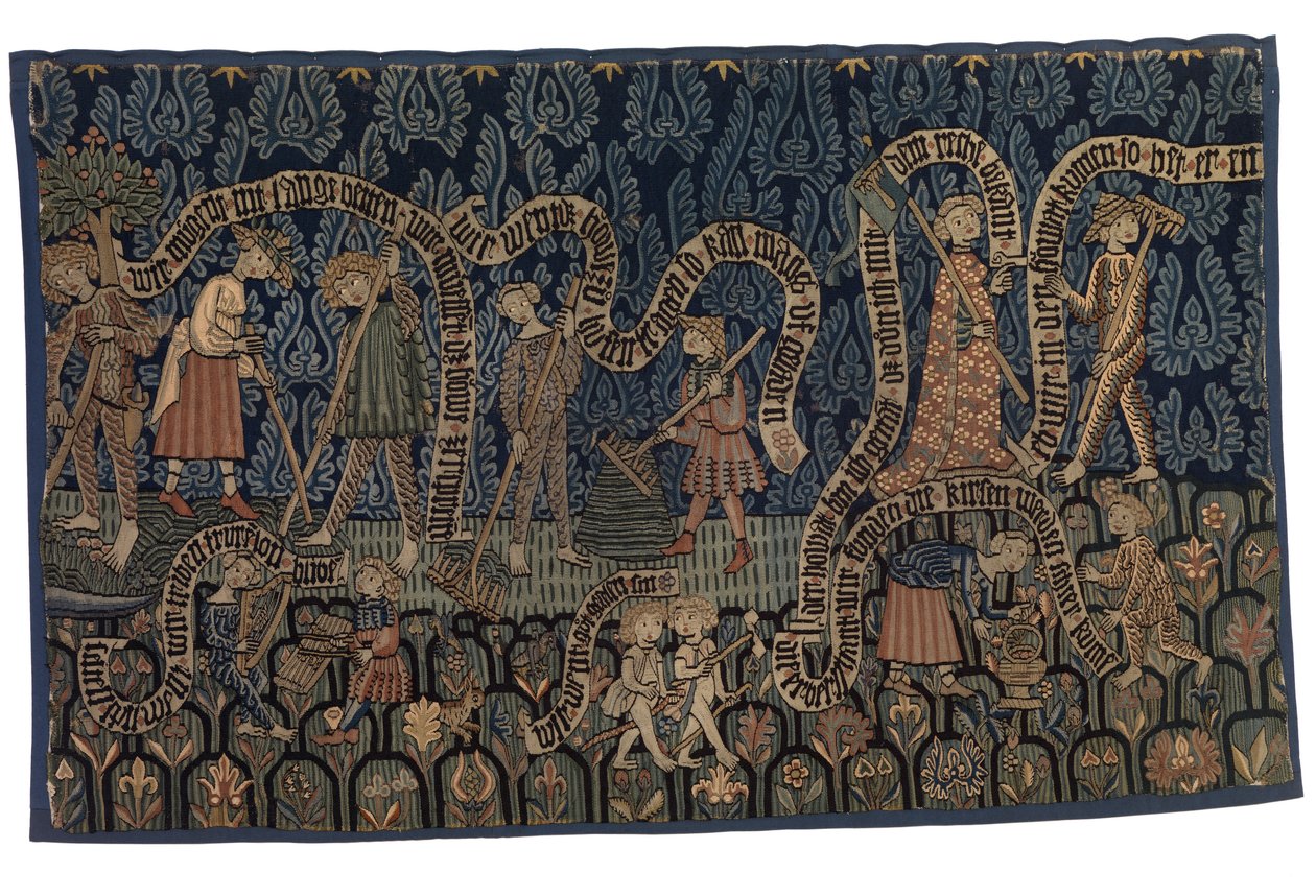 Július hónapot illusztráló kárpit, 1400-25 körül (gyapjú és len) alkotó: German School