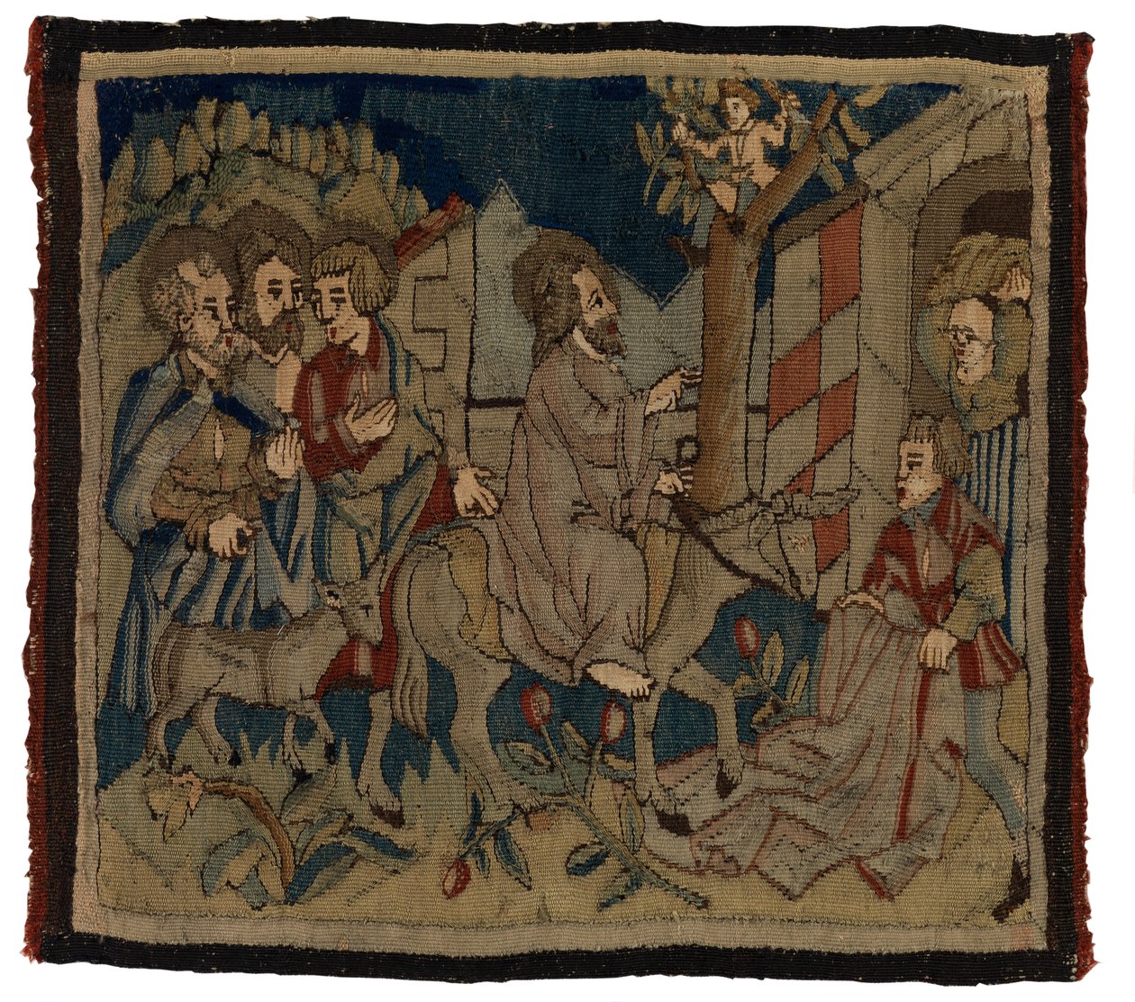 Tapestry panel with scenes from the Passion from an antependium, from Upper Rhineland (wool & linen) alkotó: German School
