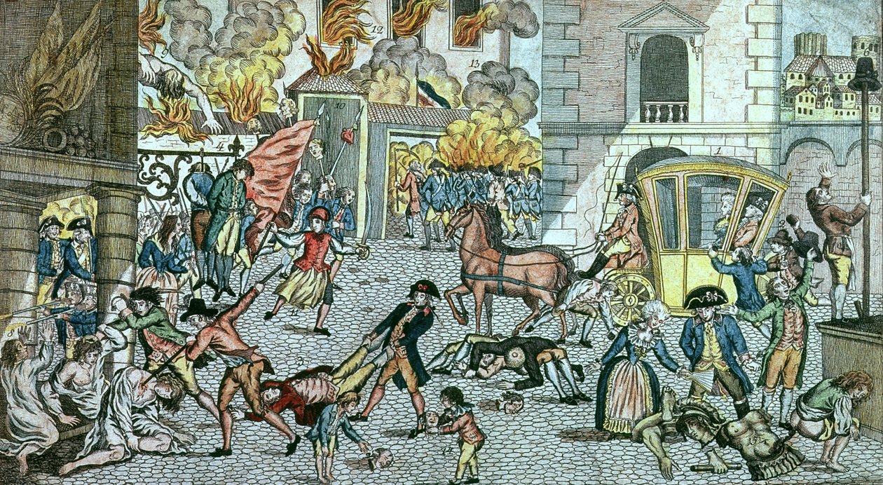 Szörnyű atrocitások Párizsban, 1792. augusztus 10-én alkotó: German School