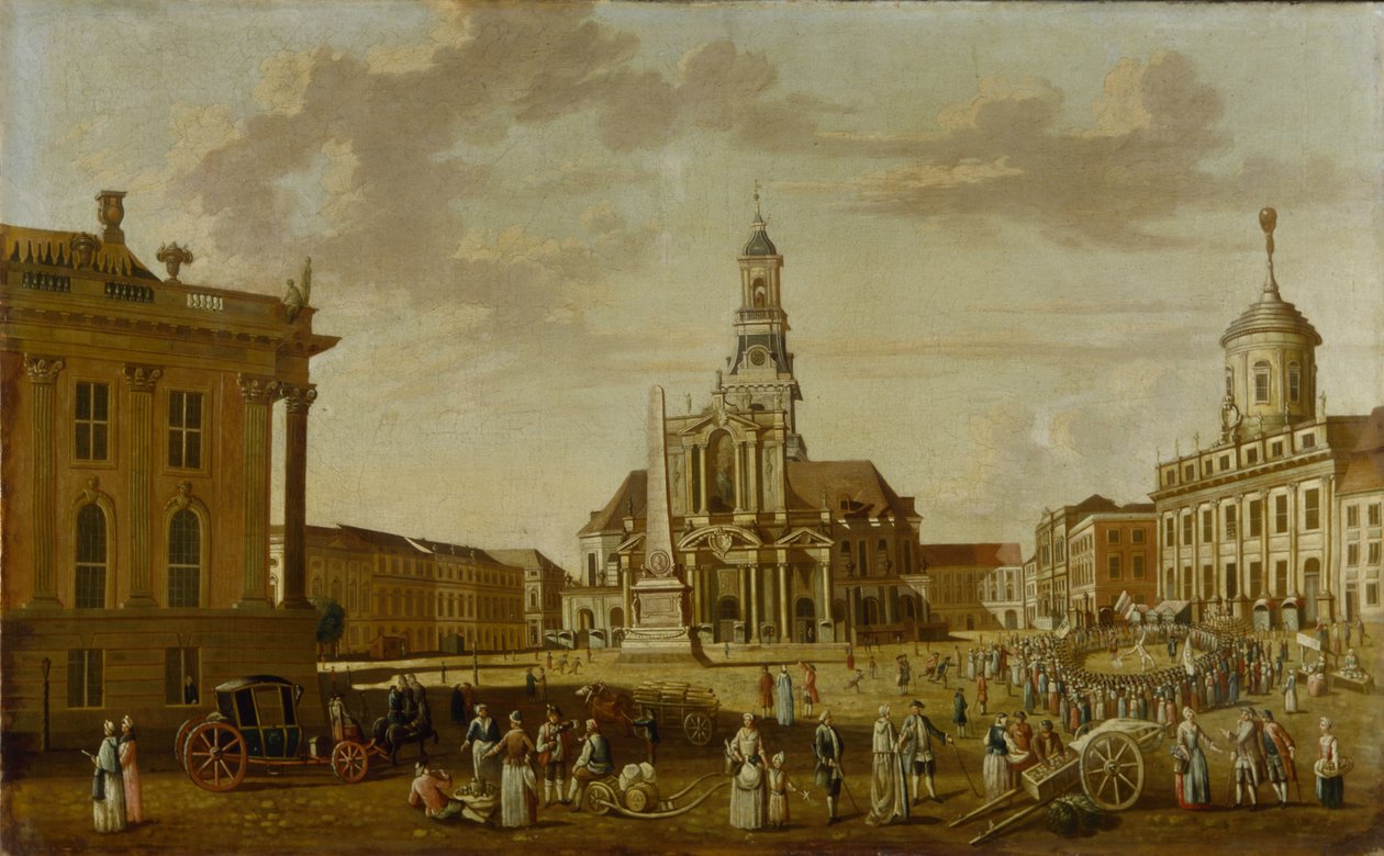Az Alter Markt a Szent Miklós templommal és a városházával, 1771 alkotó: German School
