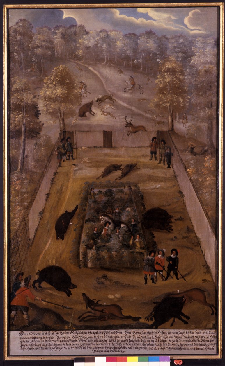 A vaddisznóvadászat, 1619 körül alkotó: German School