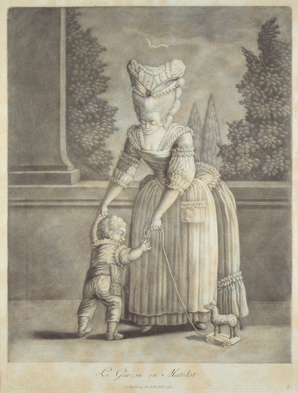 A tengerészruhás fiú, kiadó: Johann Jakob Haid (1704-67) Augsburg (mezzotint) alkotó: German School