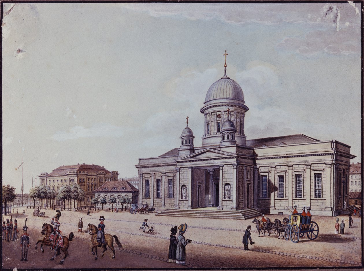 A vár és a katedrális templom, Berlin (olaj a kártyán) alkotó: German School