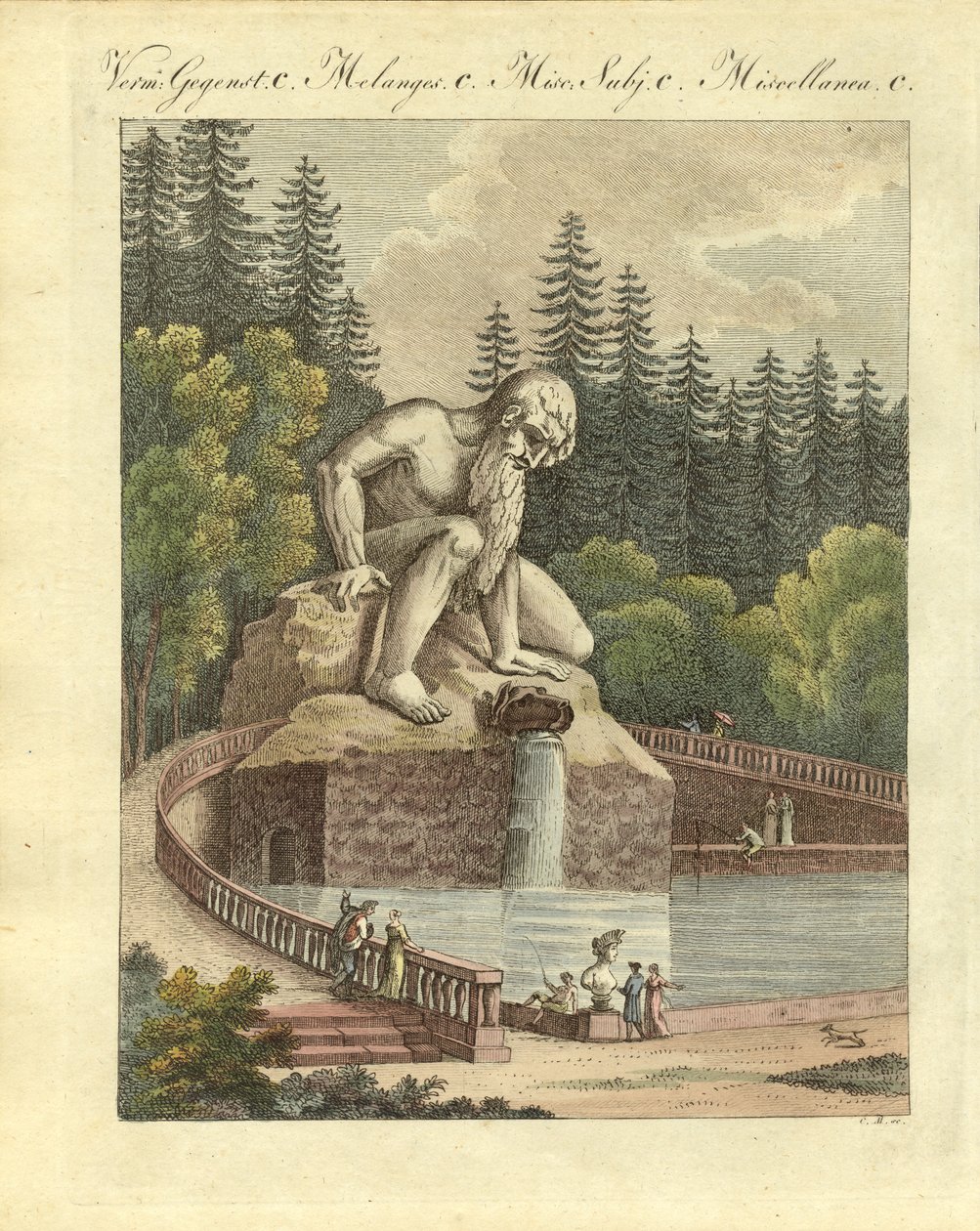 Kolosszus a Pratolino palota kertjében Firenzéhez közel (színes metszet) alkotó: German School