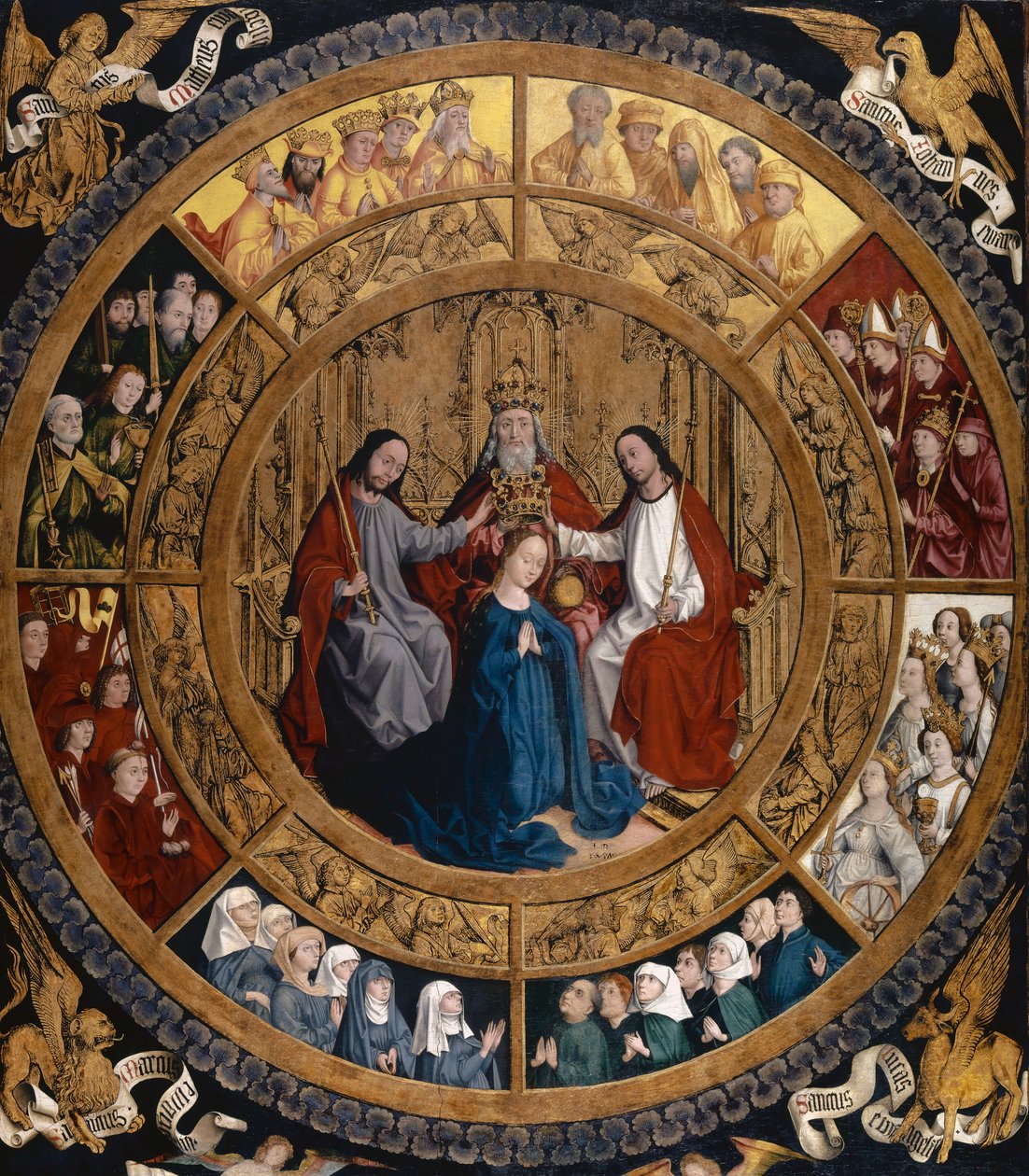 A Szűz koronázása Angyalokkal és szentekkel körülvéve, 1470 körül alkotó: German School