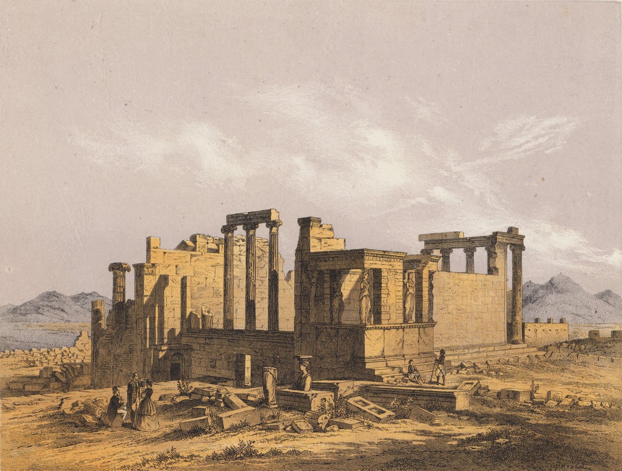 Az Erechtheion, Athén (színes litográfia) alkotó: German School