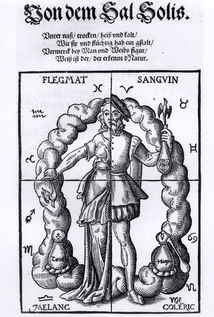 A négy humor, Leonhart Thurneisser zun Thurn (1531-956) Quinta Essentiájából, Lipcsében, 1574 alkotó: German School