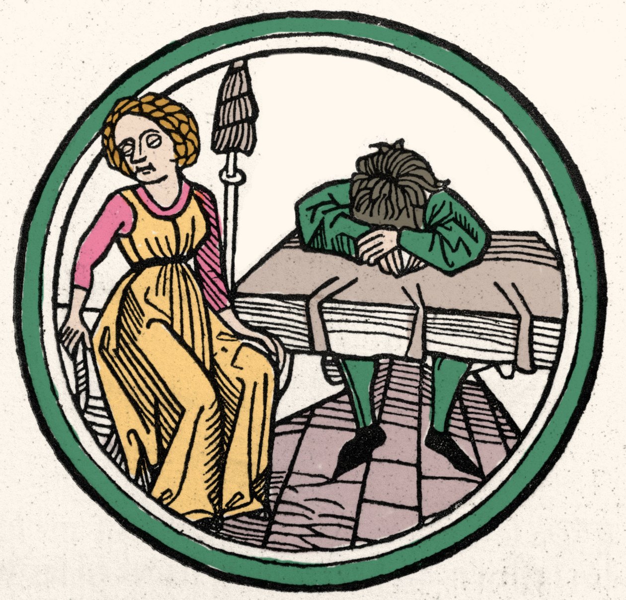 A négy temperamentum: melankolikus (szomorú és lehangolt) Xylography, Augsburg 1480 alkotó: German School