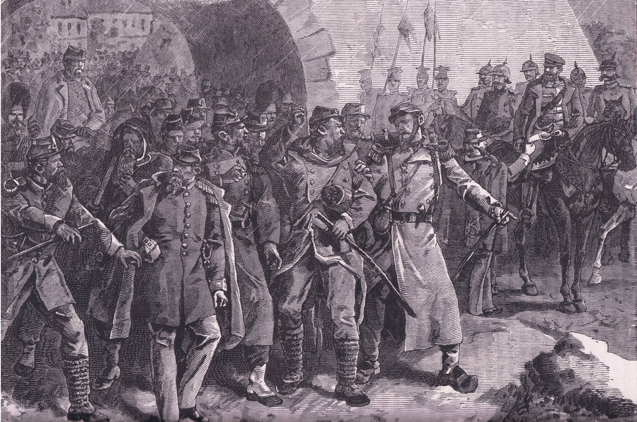 A Metzből távozó francia hadsereg, Cassells: A Franciaország és Németország közötti háború története, Cassell and Company Limited, 1890 körül (litho) alkotó: German School