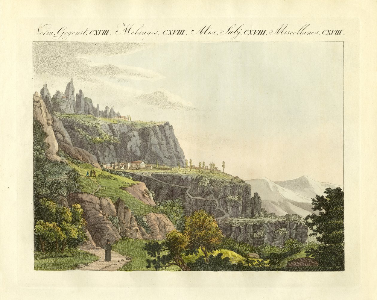 Montserrat Spanyolországban (színes metszet) alkotó: German School