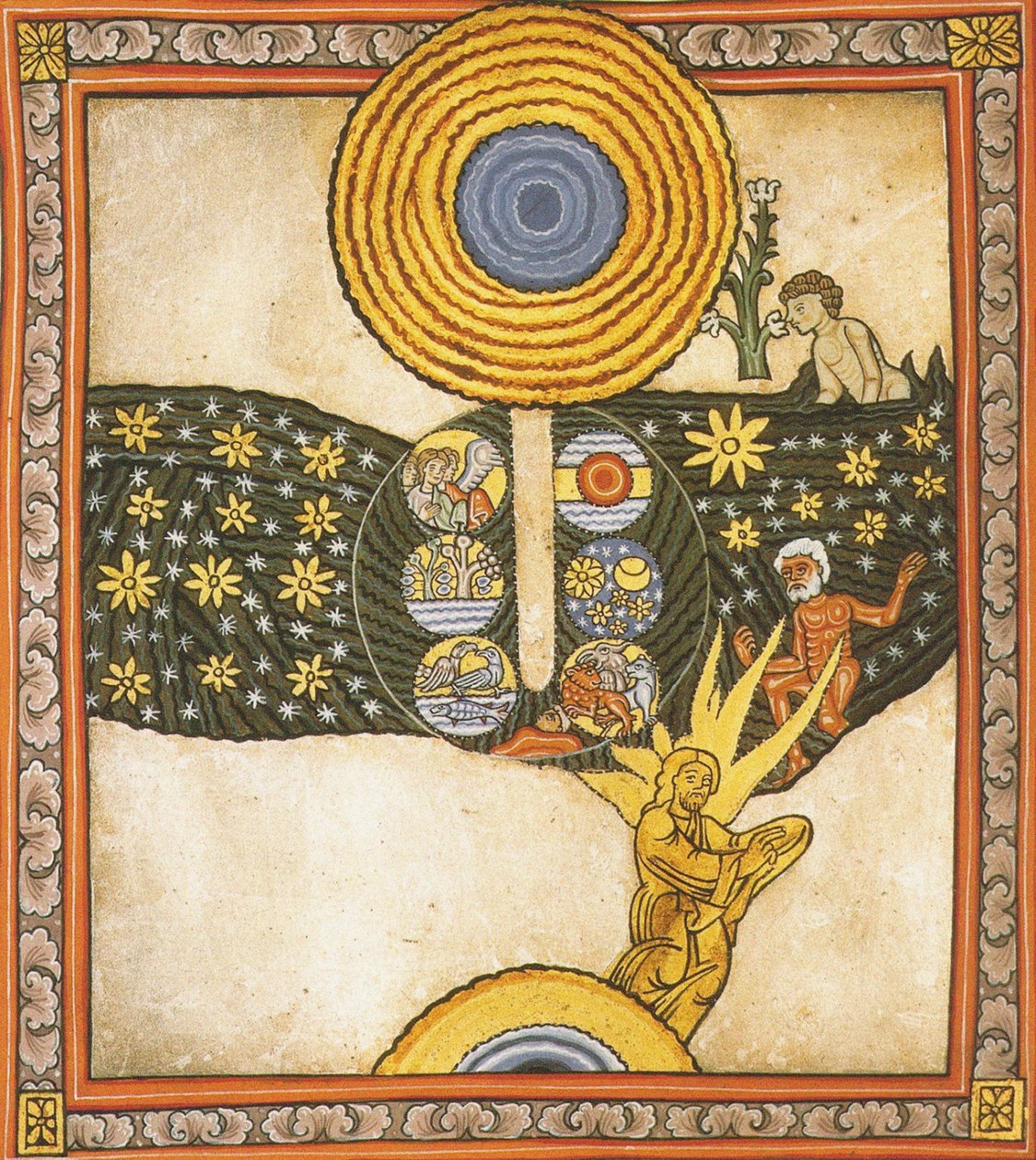 A Megváltó. Miniatűr Liber Sciviasból, Bingeni Hildegard, 1175 körül (akvarell, pergamen) alkotó: German School