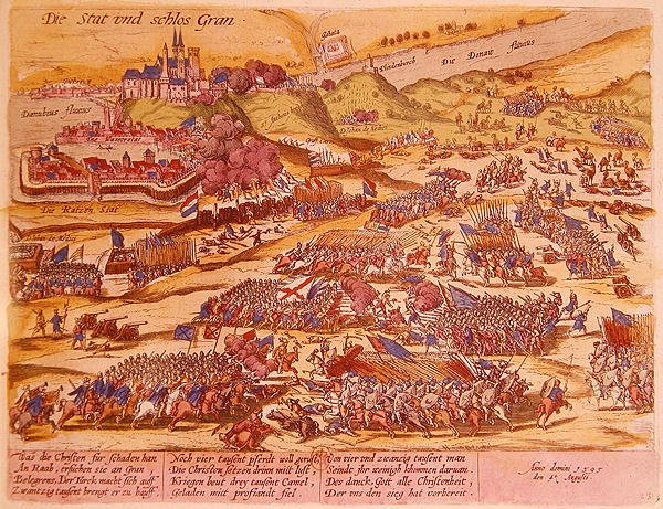 Esztergom ostroma 1595-ben (színes metszet) alkotó: German School