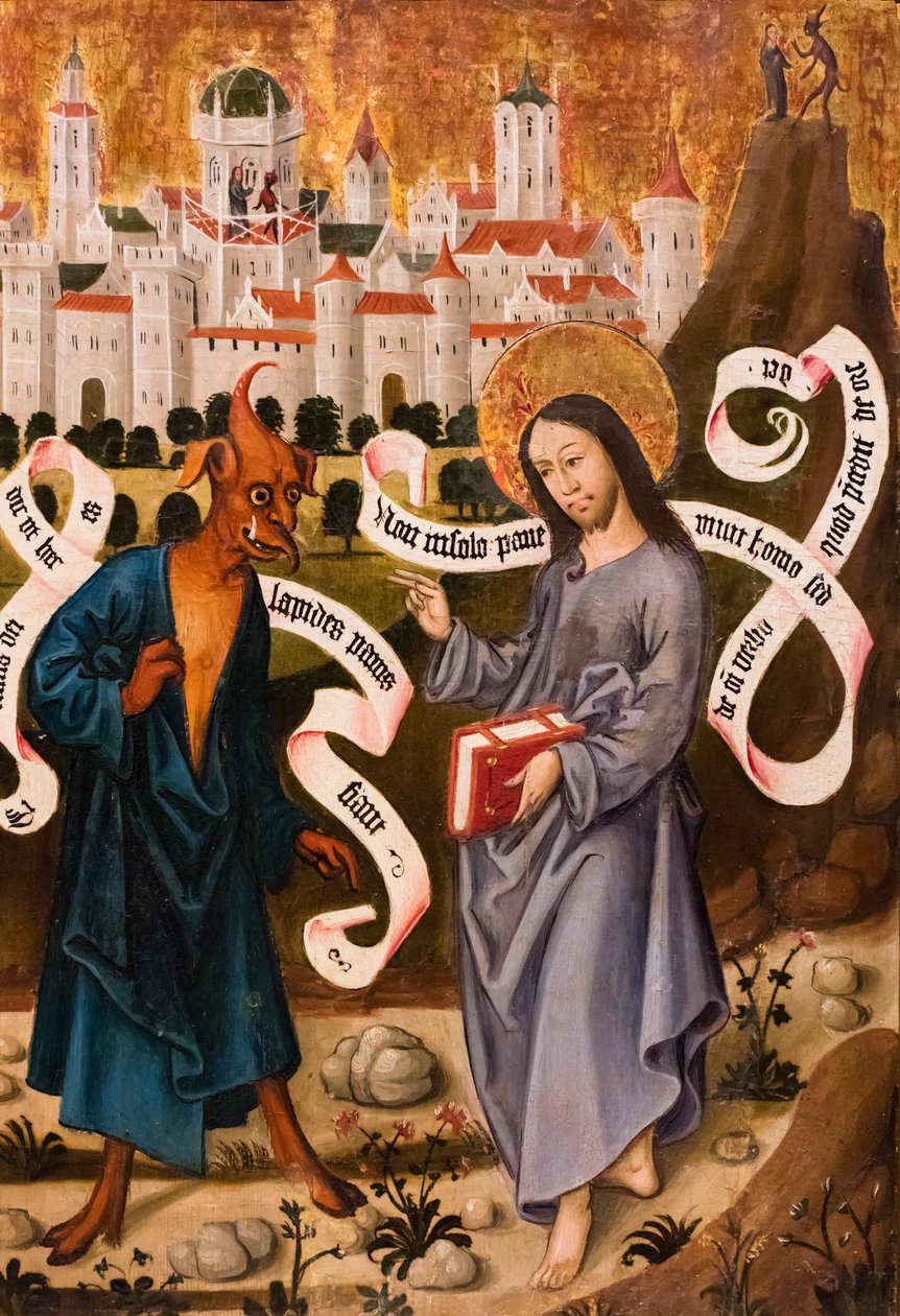 Krisztus megkísértése, 1490/1500 körül (Tempera és olaj, lucfenyő táblára) alkotó: German School