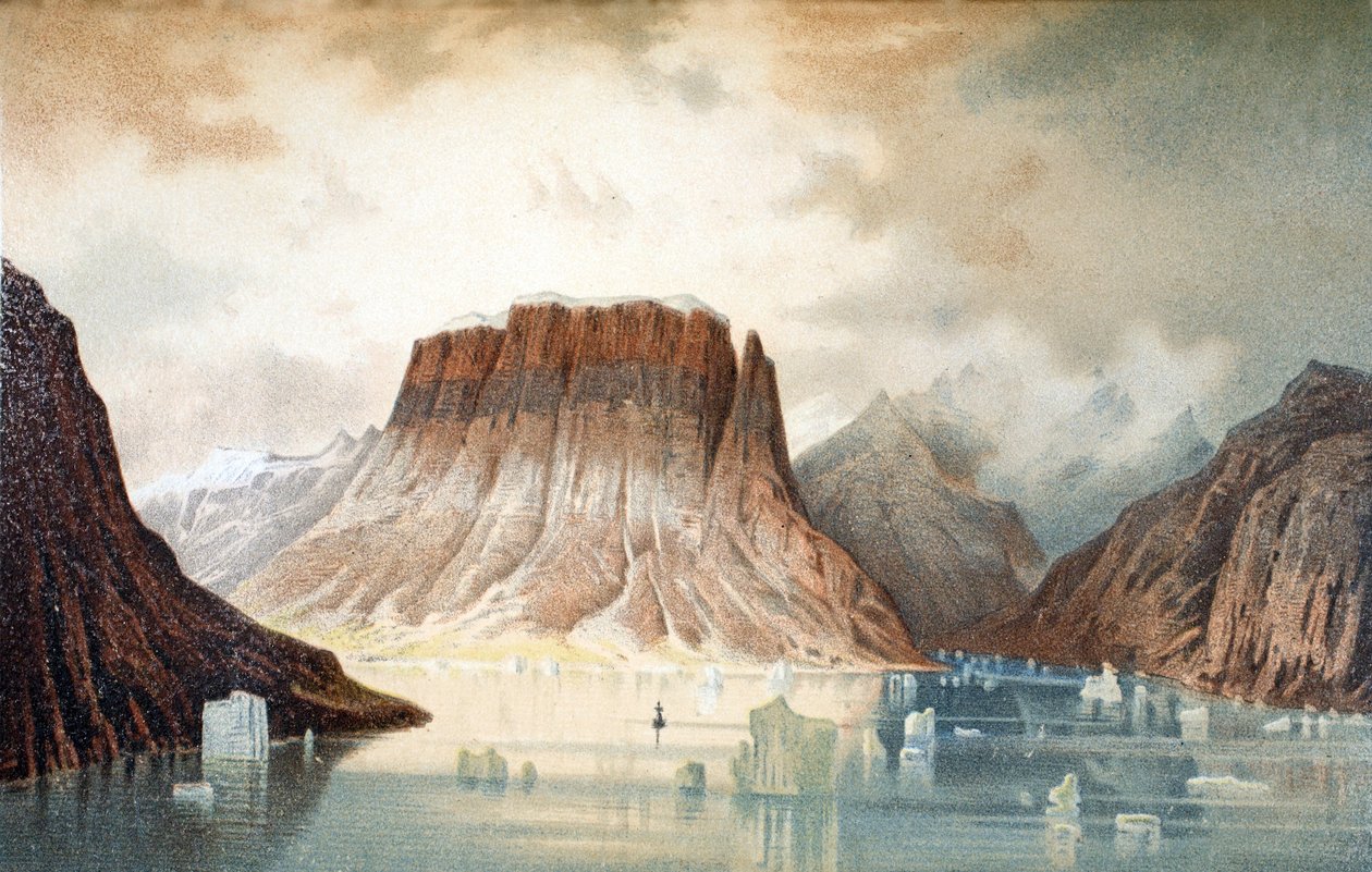 A Teufelschloss-hegy (ördögkastély) a Kejser Franz Joseph-fjordban, kocsma. London, 1874 alkotó: German School