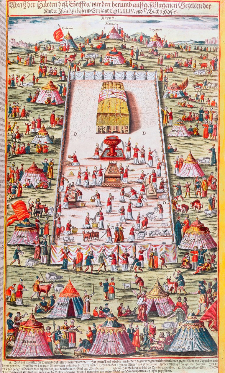 Izrael törzsei újra egyesültek a frigyláda körül a Sínai-sivatagban, az Egyiptomból való kivonulás után, 1630 körül alkotó: German School