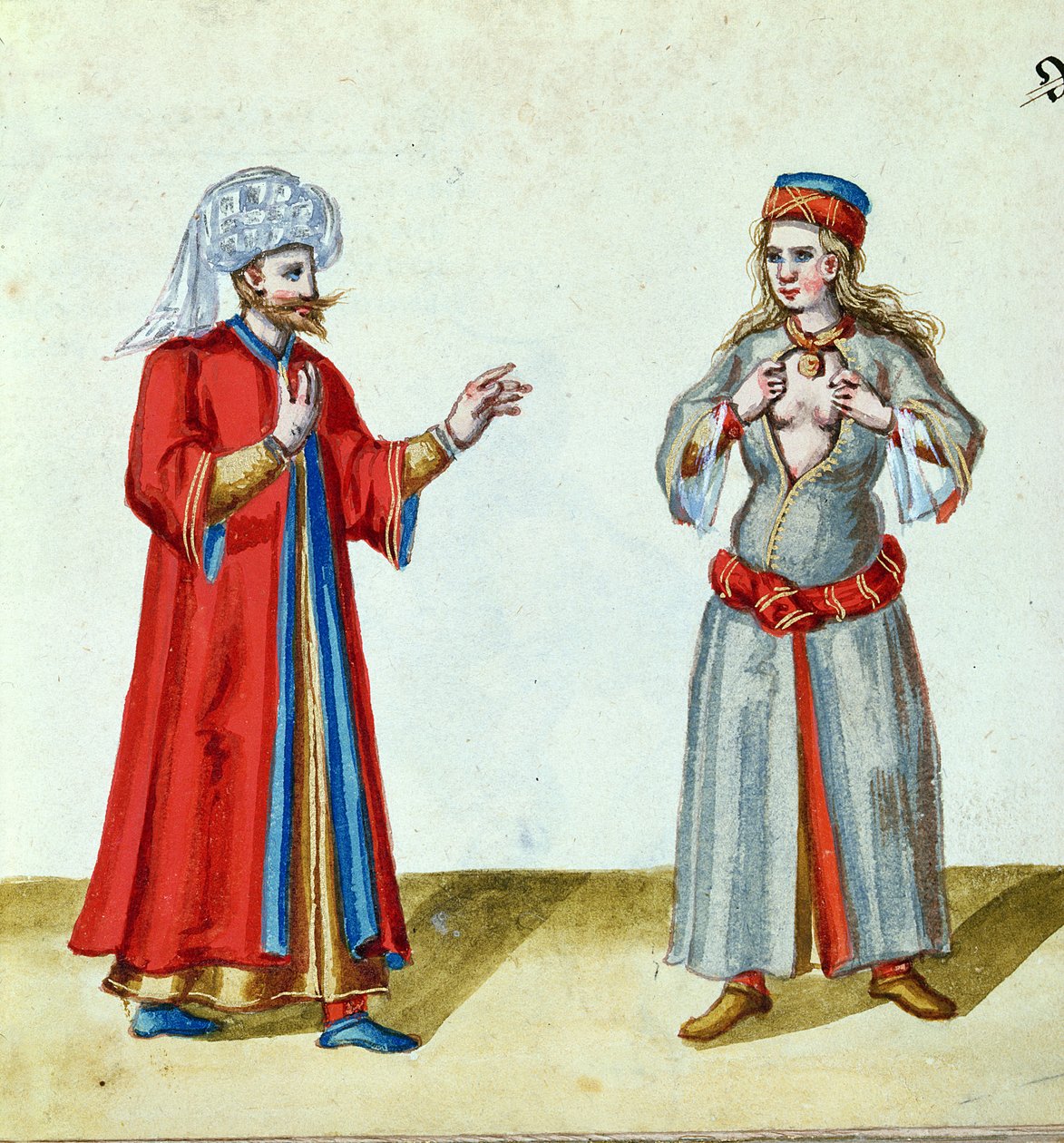 A török és a kurtizán, 16. század vége (wc, aranyozott és gouache papíron) alkotó: German School