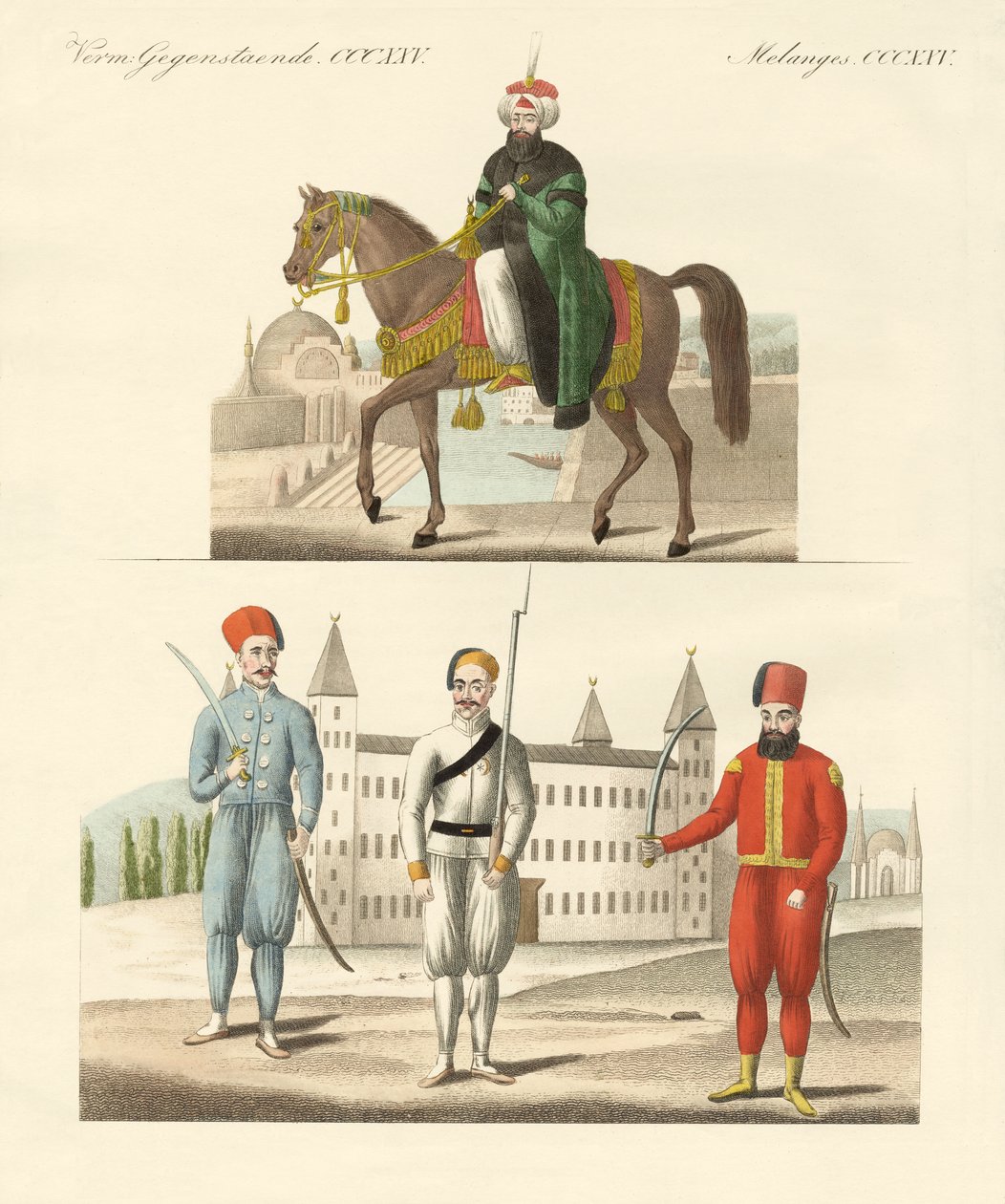 Mahmud török szultán és új csapatai (színes metszet) alkotó: German School