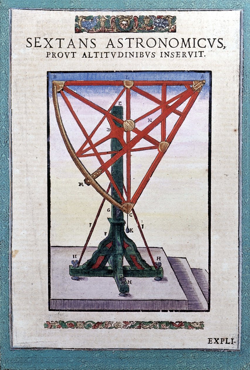 Tycho Brahe (1546 - 1601), Wandsbeck csillagászati ​​szextánsa az "Astronomy instituted"-ben alkotó: German School