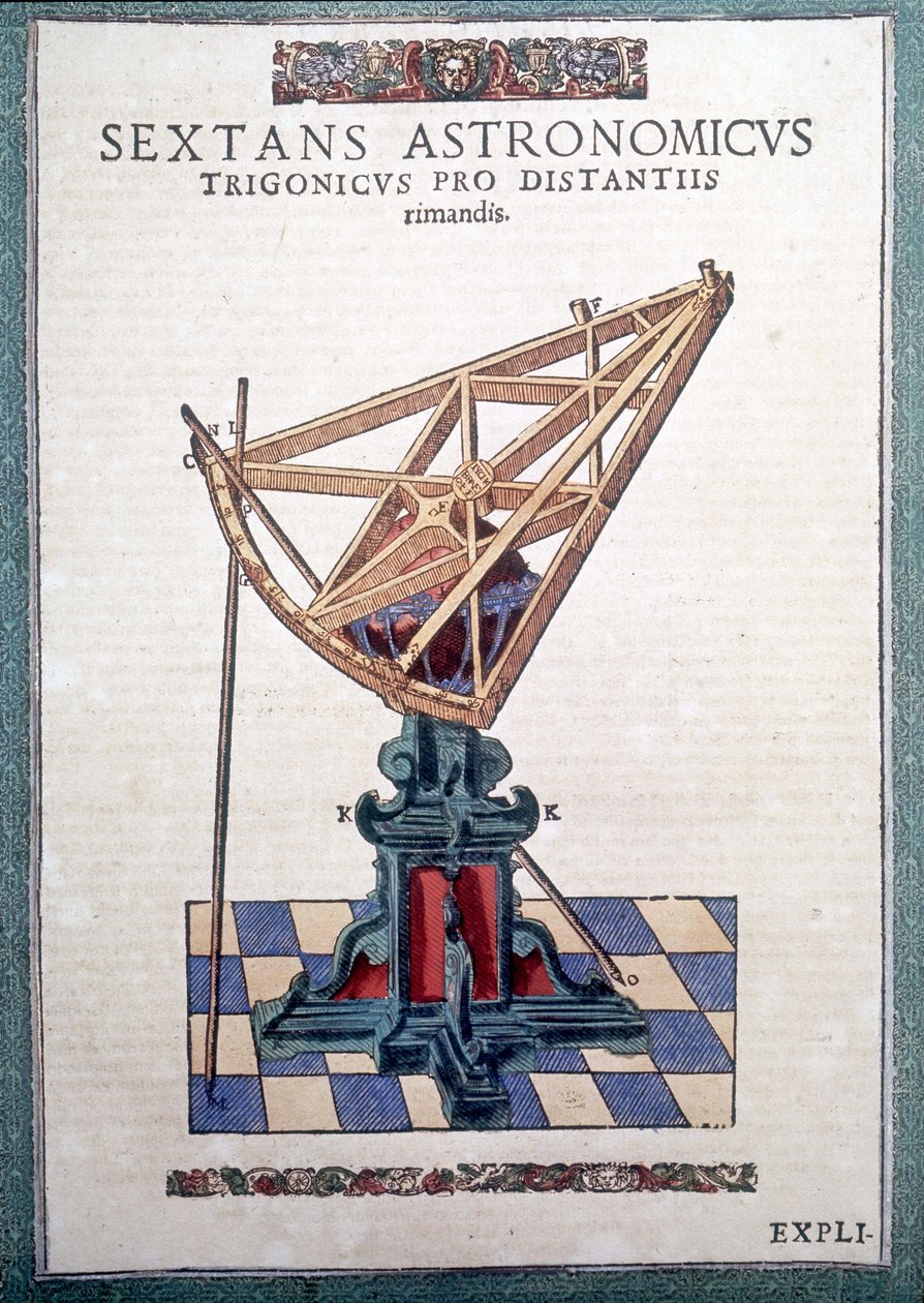 Tycho Brahe (1546 - 1601), Wandsbeck csillagászati ​​szextánsa az "Astronomy instituted"-ben alkotó: German School