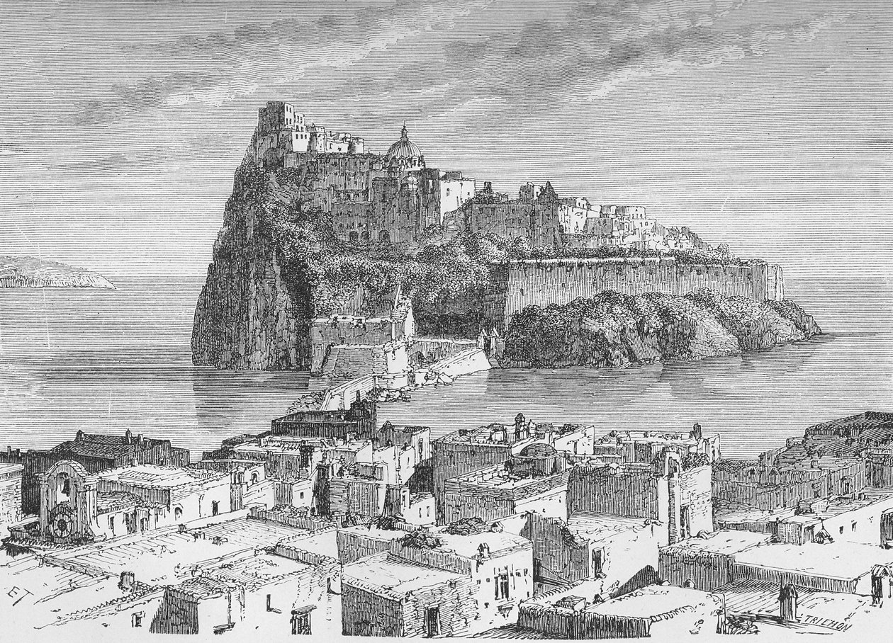 Ischia vulkáni szigetének vára alkotó: German School