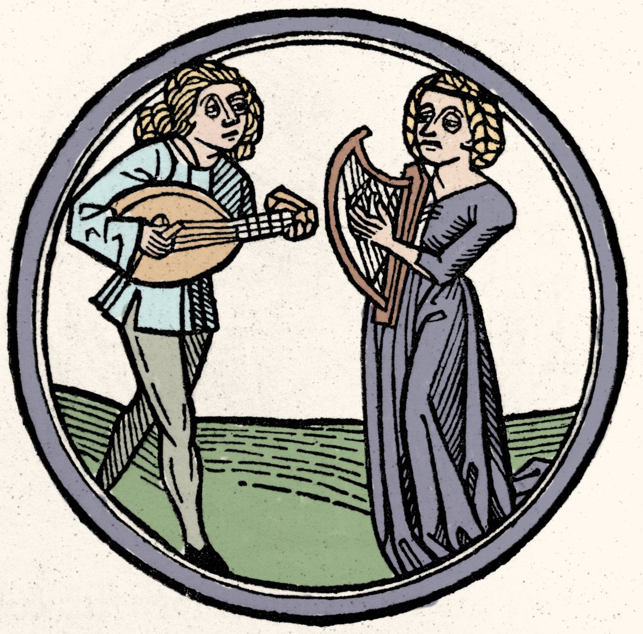 A négy temperamentum: flegma (lassú és apatikus). Xilográfia, Augsburg 1480 alkotó: German School
