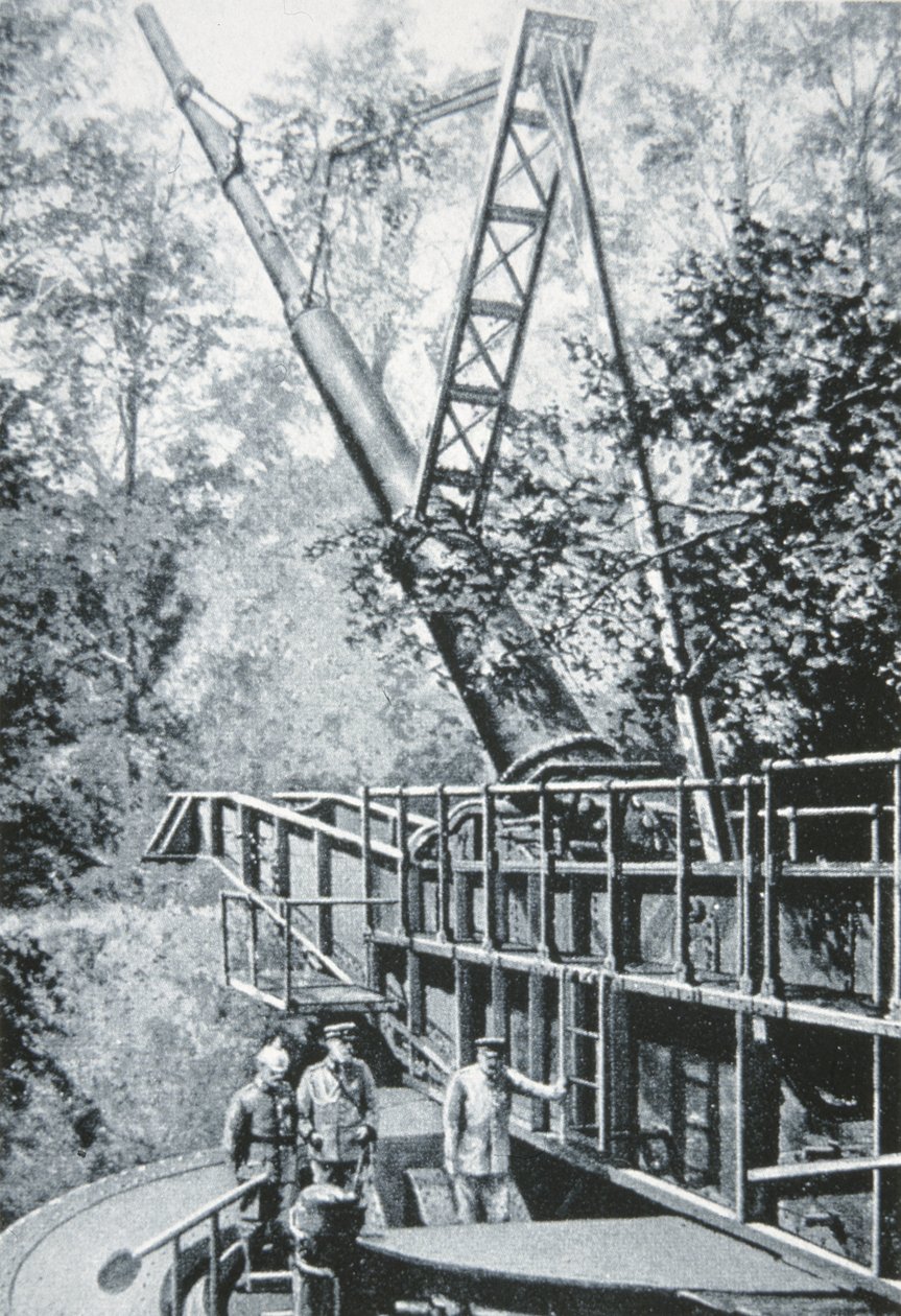 Az első világháború óriás német párizsi fegyvere, a „Big Bertha” (litho) alkotó: German School