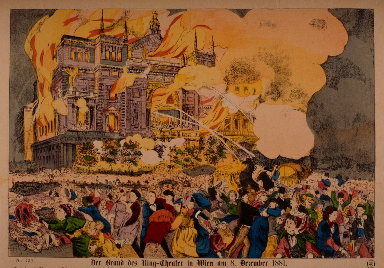 A nagy tűzvész a Ringtheaterben 1881. december 8-án, Bécs, 1881 alkotó: German School