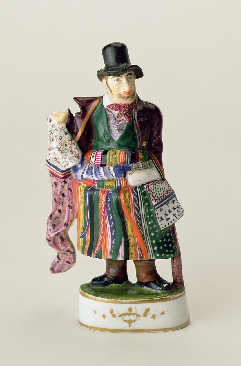 A zsebkendőárus, Meissen figura Johann Joachim Kandler (1706-75) módjára (kerámia) alkotó: German School