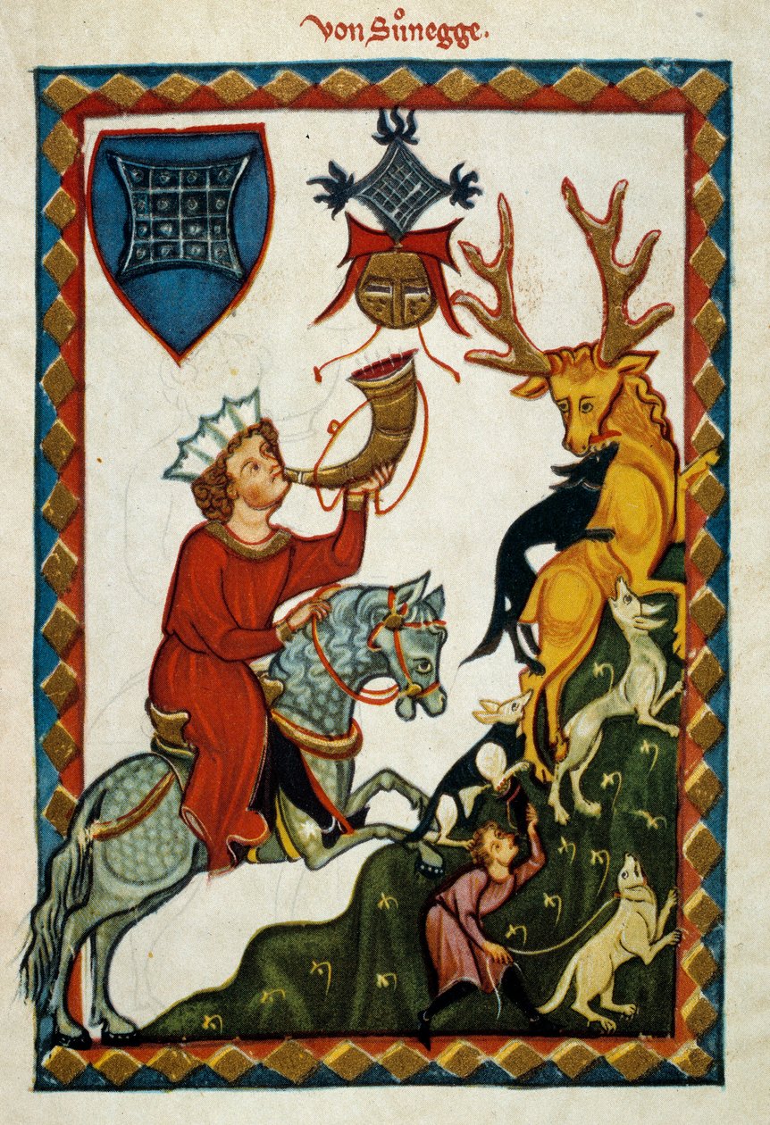 A vadászat örömei: Radin Hohenstaufen királya, Szicília (Olaszország) és Jeruzsálem (Izrael) királya II. Konrád néven, Sváb herceg III. Konrád néven és a rómaiak királya V. Konrád néven (1252) -1268) szarvasra vadászik. Illuminat alkotó: German School