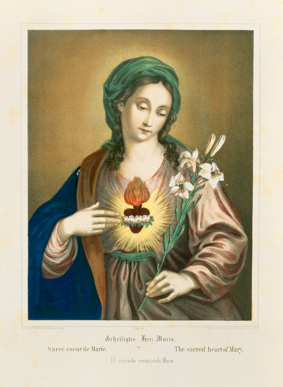 Mária szent szíve, kiadó Fr. Wentzel, Weissenburg, 1850 alkotó: German School