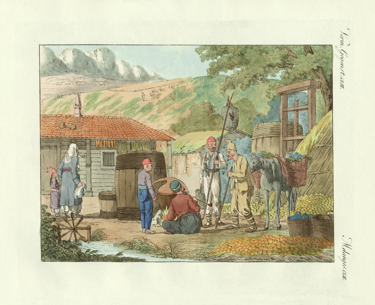 A völgylakók a Krím-félszigeten (színes metszet) alkotó: German School