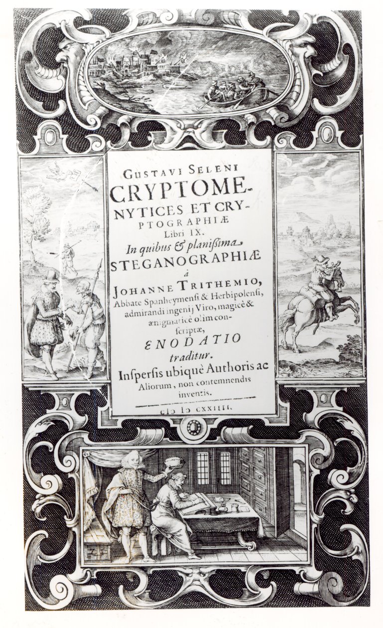 Címlap Gustavus Selenus (Augustus, Brunswick hercege) Cryptomenysis és kriptográfia 9. könyvéhez, 1624 alkotó: German School