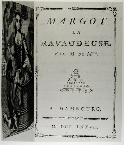 M. de M. (Louis Charles Fougeret de Monbron 1706-1761) „Margot la Ravaudeuse” (1750) címlapja Hamburgban. alkotó: German School