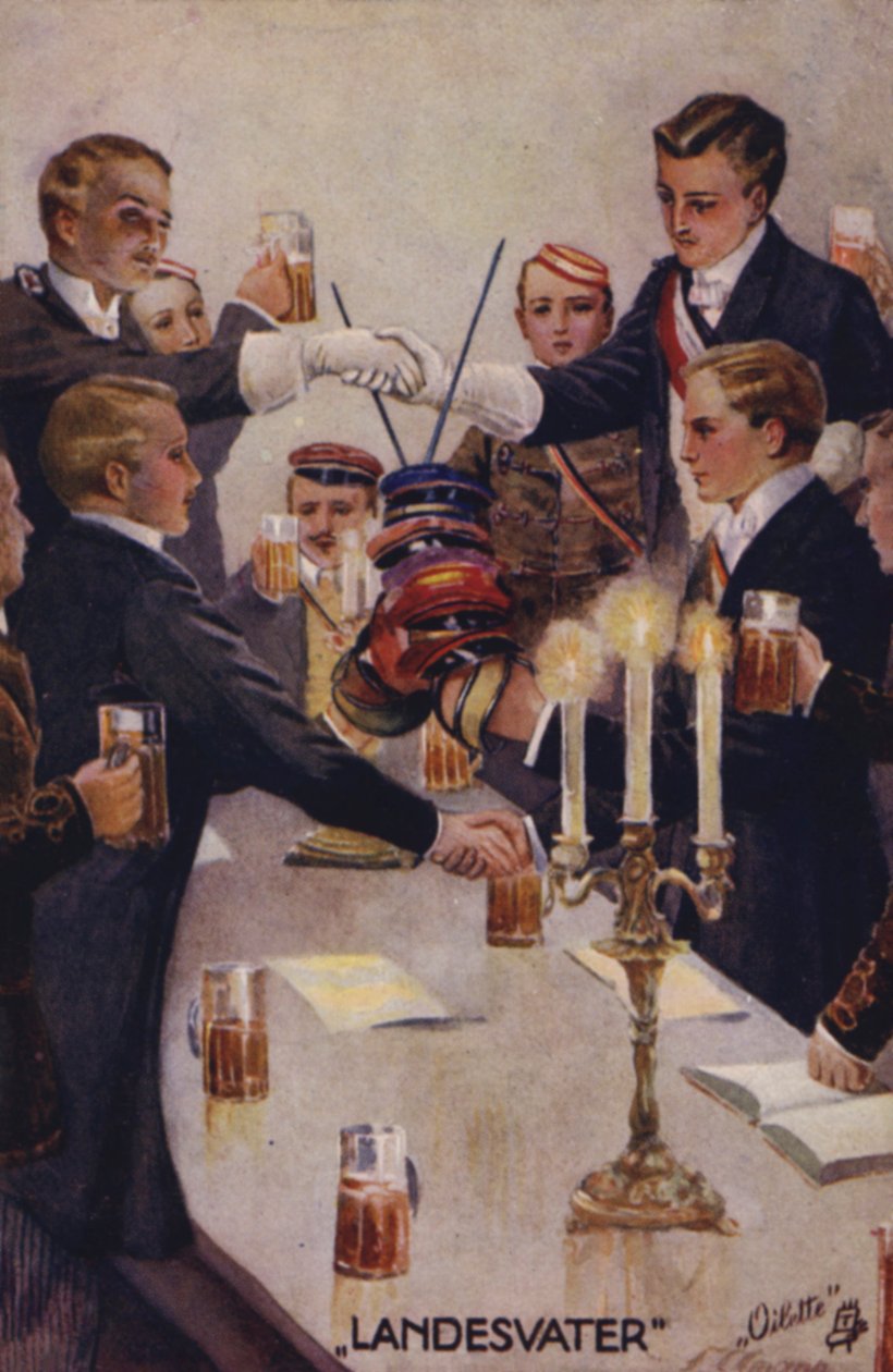 A hazára koccintva (színes litográfia) alkotó: German School
