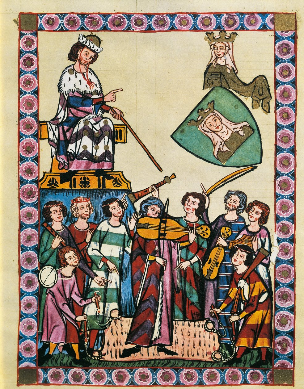 Trubadúrok a német császár és udvara előtt, a „Manesse Codex”-ből (vellum) alkotó: German School
