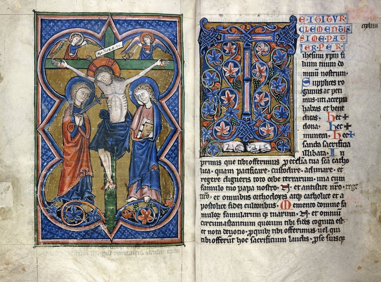 Két oldal egy tizenharmadik századi, latin nyelvű Missale-ből, a Közép-Rajna vidékéről, 1250-1300 körül alkotó: German School