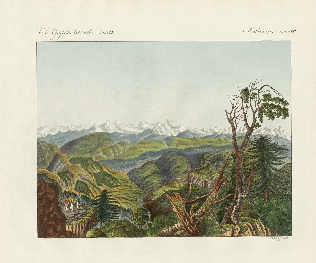 Két kilátás a Himalájára (színes metszet) alkotó: German School
