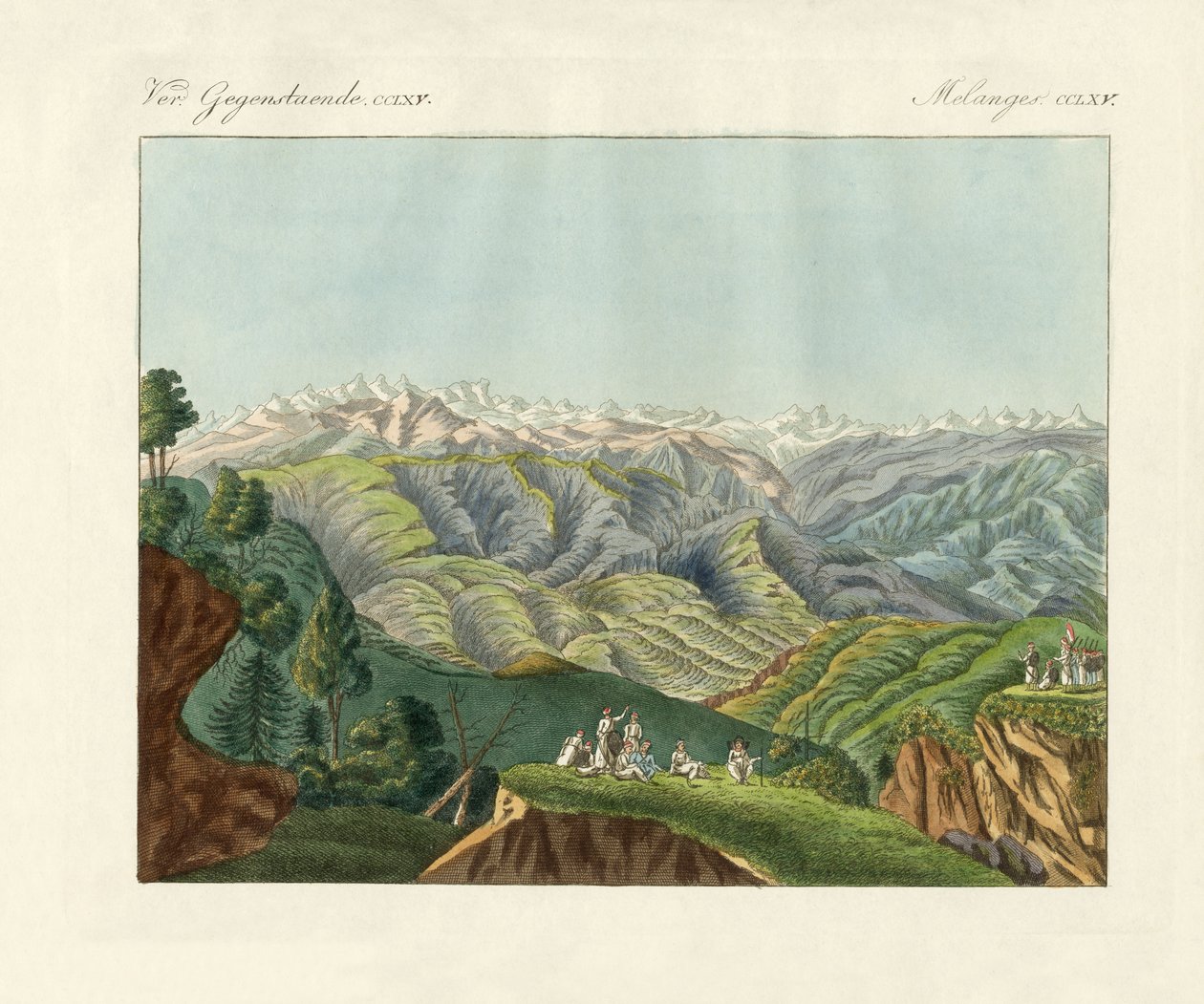 Két kilátás a Himalájára (színes metszet) alkotó: German School