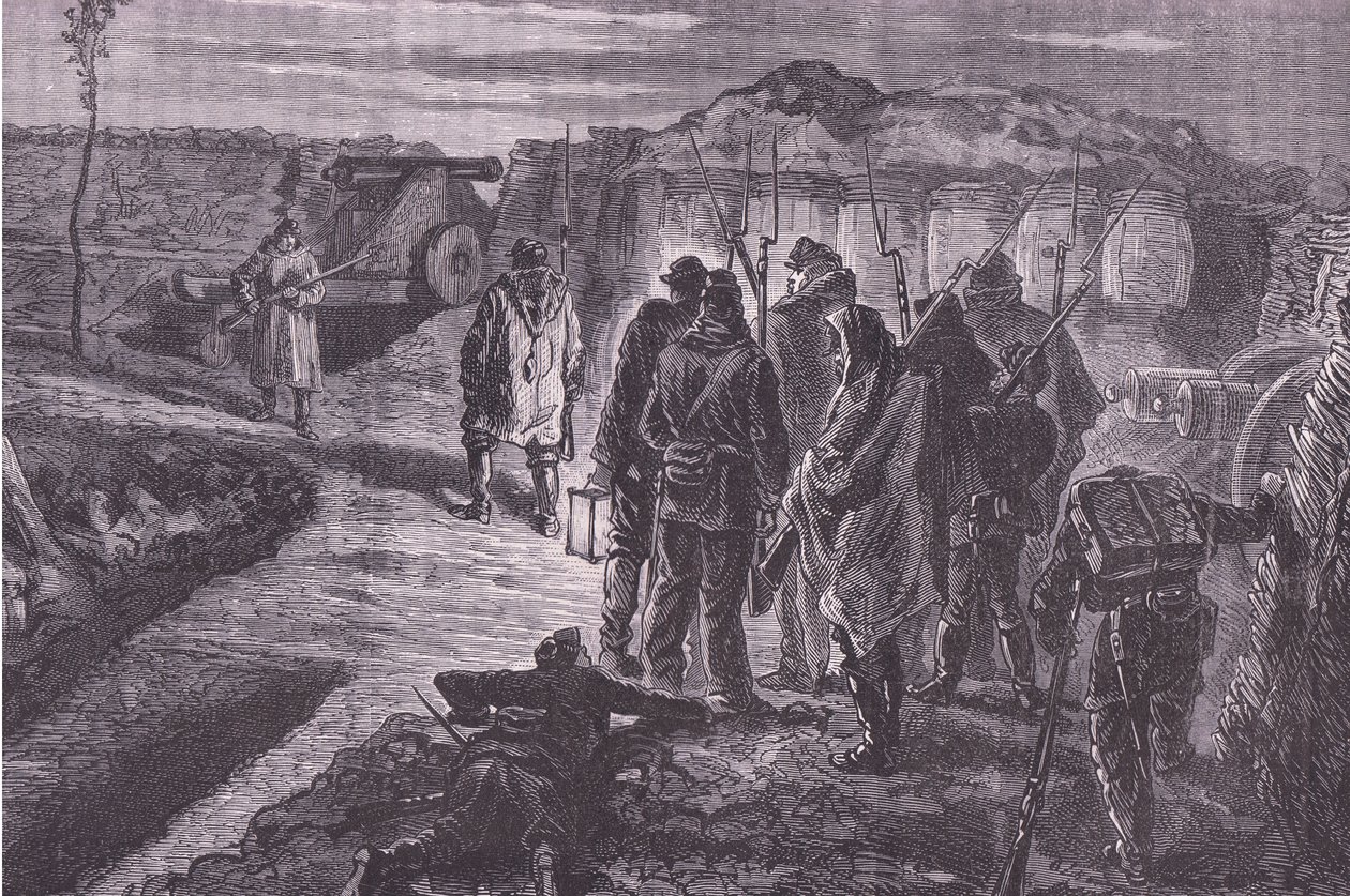 A sáncokon a Cassells History of the War Franciaország és Németország között, a Cassell and Company Limited kiadásában, 1890 körül (litho) alkotó: German School