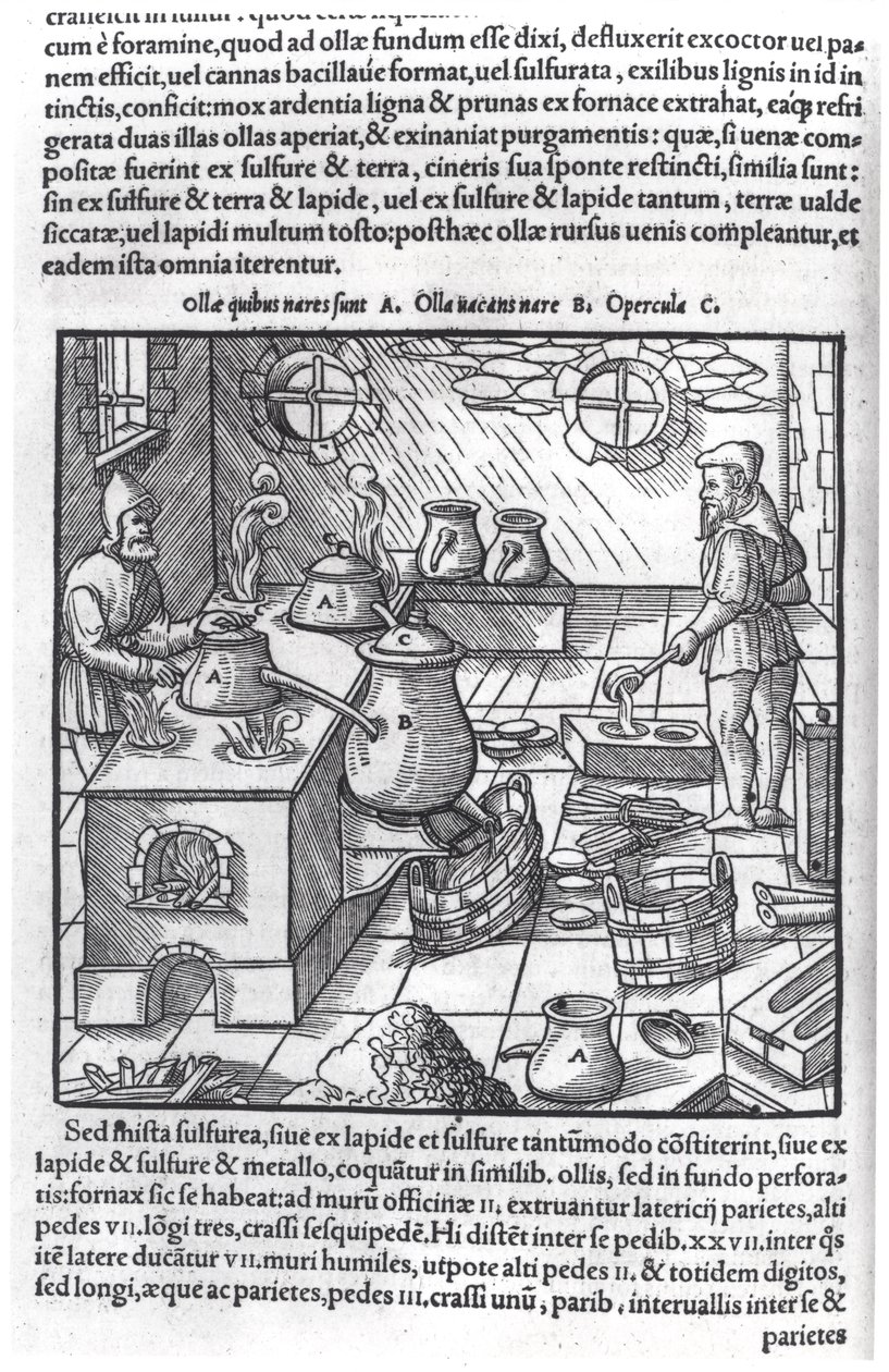 Georg Bauer (1494-1566) De Re Metallicából, Agricola néven ismert kén felhasználásával alkotó: German School