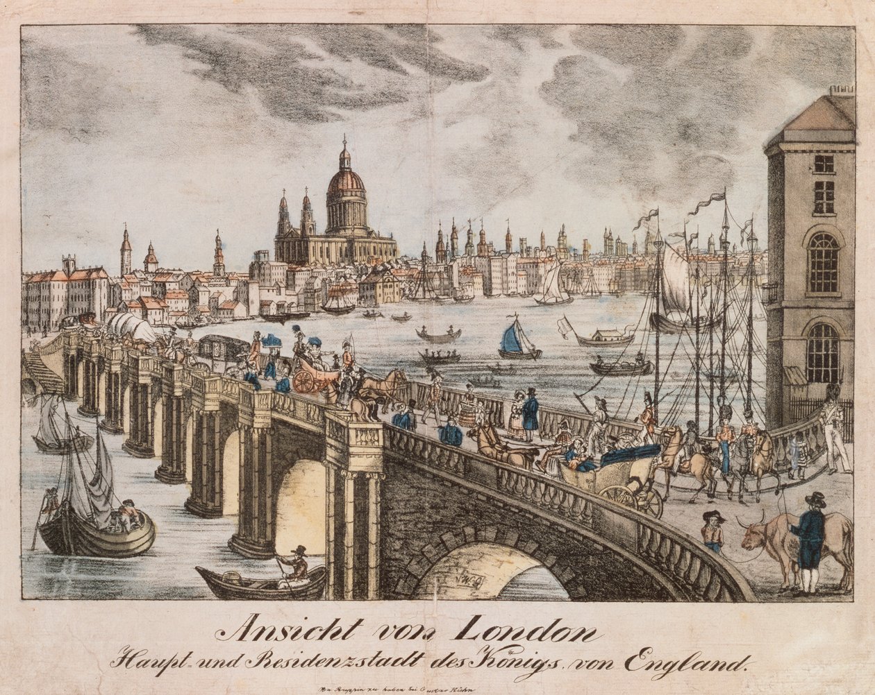 Kilátás Londonra, a Neuruppiner Bilderbogenből, 1830 alkotó: German School