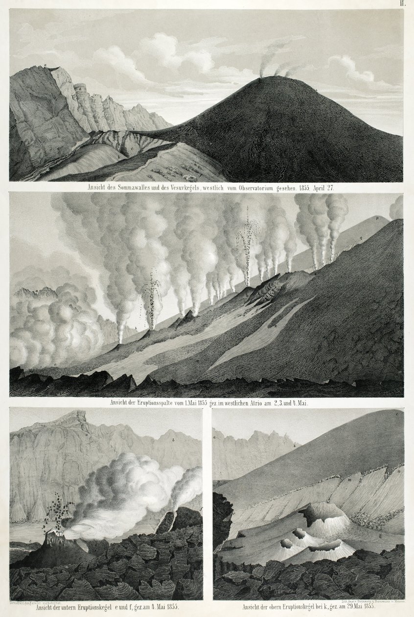 Kilátás a Somma-hegyre és a Vezúvra, nyugatról az obszervatóriumból, 1855. április 27. alkotó: German School