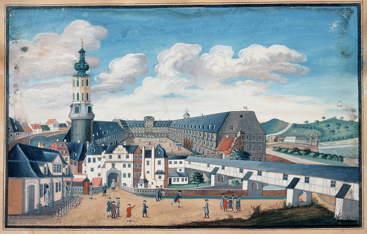 Kilátás Weimarra a Wilhelmsburg kastélyával alkotó: German School